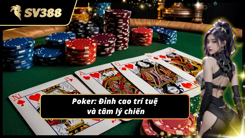 Khung cảnh kịch tính của bàn đấu Texas Hold'em với các quân bài được lật mở